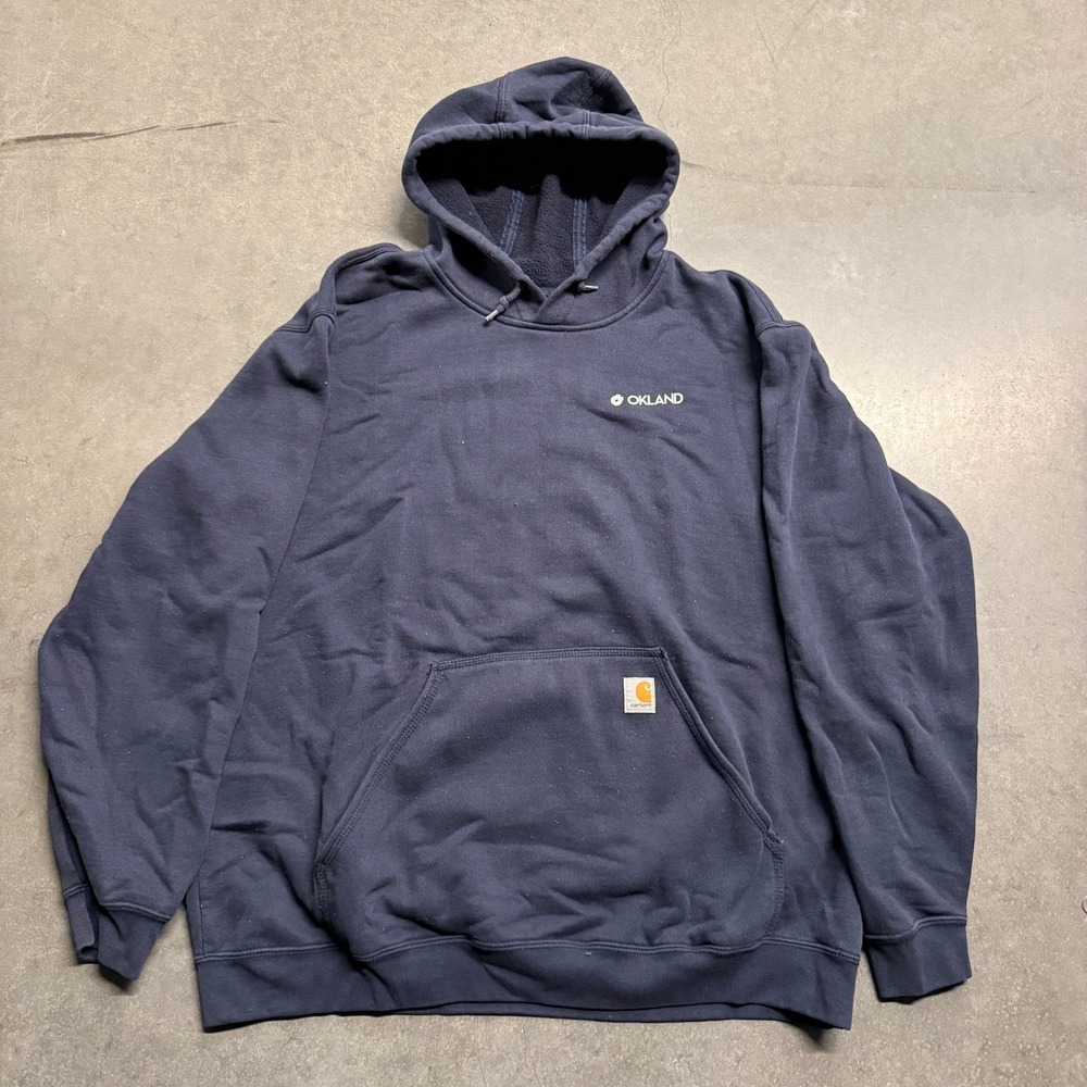 Carhartt Mens XL Navy Blue BioFire Administration Graphic Hoodie Original Fit